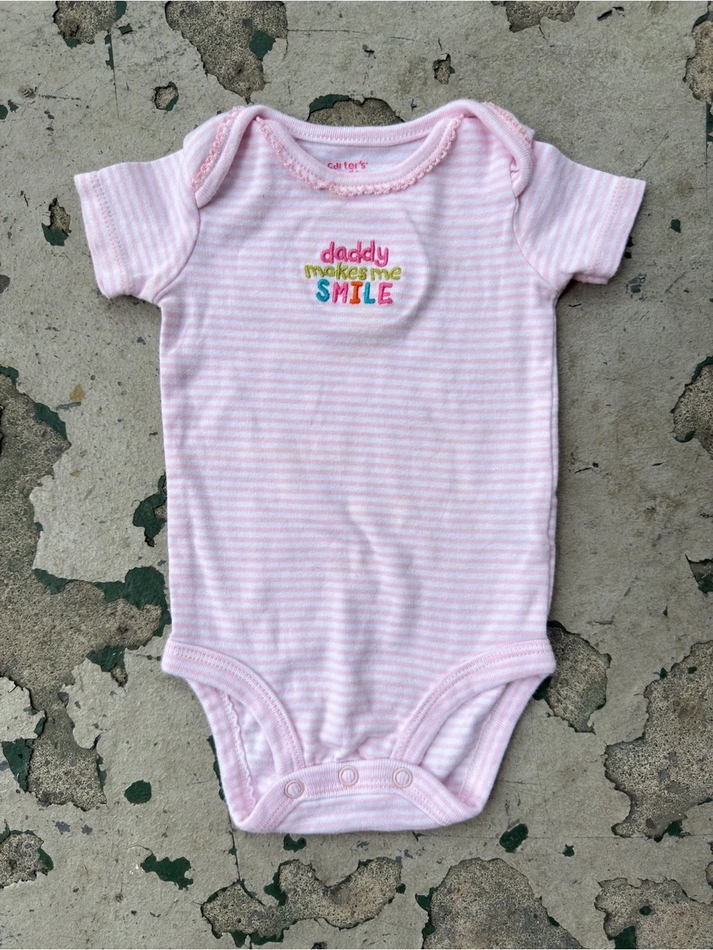 Carter’s Pink Stripe Daddy Makes Me Smile Bodysuit